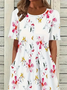 Women's Floral Print Crew Neck Dress
