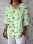 Vintage Stand Collar Floral Loose Shirt