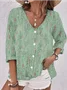 Women's Three Quarter Sleeve Blouse Spring/Fall Aqua Landscape Print Printing V Neck Daily Going Out Casual Top