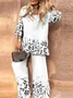 Casual Gradient Pattern Crew Neck Two-Piece Set