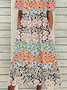 Women's Floral Print Crew Neck Dress