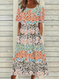 Women's Floral Print Crew Neck Dress