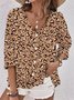 Women's Three Quarter Sleeve Blouse Spring/Fall Aqua Landscape Print Printing V Neck Daily Going Out Casual Top