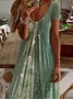 Women's Floral Print V-Neck Short Sleeve Casual Dress