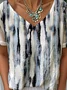 Striped Casual V Neck Loose T-Shirt