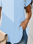 Women's Striped Print Casual V-Neck Short Sleeve T-Shirt