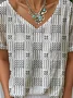 Simple Geometric V Neck Loose T-Shirt