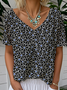 Floral Casual Loose Jersey T-Shirt