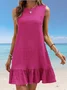 Women's Sleeveless Summer Red Plain Split Joint Crew Neck Daily Going Out Casual Mini A-Line Tank Dress