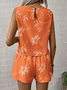 Floral Loose Crew Neck Vintage Two-Piece Set