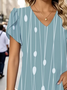 Women's Striped Print Casual V-Neck Short Sleeve T-Shirt
