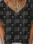 Simple Geometric V Neck Loose T-Shirt