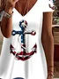 Women's Independence Day Anchor Print Casual V-Neck Short Sleeve T-Shirt