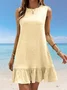 Women's Sleeveless Summer Red Plain Split Joint Crew Neck Daily Going Out Casual Mini A-Line Tank Dress