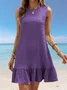 Women's Sleeveless Summer Red Plain Split Joint Crew Neck Daily Going Out Casual Mini A-Line Tank Dress
