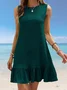 Women's Sleeveless Summer Red Plain Split Joint Crew Neck Daily Going Out Casual Mini A-Line Tank Dress
