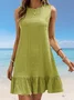 Women's Sleeveless Summer Red Plain Split Joint Crew Neck Daily Going Out Casual Mini A-Line Tank Dress