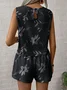 Floral Loose Crew Neck Vintage Two-Piece Set