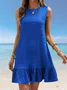 Women's Sleeveless Summer Red Plain Split Joint Crew Neck Daily Going Out Casual Mini A-Line Tank Dress