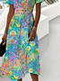 Casual Floral V Neck Regular Fit Dress