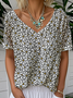 Floral Casual Loose Jersey T-Shirt
