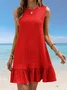 Women's Sleeveless Summer Red Plain Split Joint Crew Neck Daily Going Out Casual Mini A-Line Tank Dress