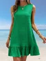 Women's Sleeveless Summer Red Plain Split Joint Crew Neck Daily Going Out Casual Mini A-Line Tank Dress