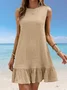 Women's Sleeveless Summer Red Plain Split Joint Crew Neck Daily Going Out Casual Mini A-Line Tank Dress