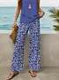 Women's Floral Print Casual Vest Pants Two-Piece Set