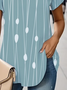 Women's Striped Print Casual V-Neck Short Sleeve T-Shirt