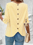 Simple Crew Neck Balloon Sleeve Blouse