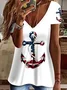 Women's Independence Day Anchor Print Casual V-Neck Short Sleeve T-Shirt