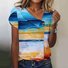 Women's Short Sleeve T-shirt Summer Color1 Geometric Buckle Asymmetrical Puff Sleeve Daily Going Out Vintage Top