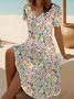 Women's Floral Print Casual V-Neck Short Sleeve Dress