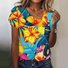 Women's Short Sleeve T-shirt Summer Color1 Geometric Buckle Asymmetrical Puff Sleeve Daily Going Out Vintage Top