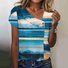 Women's Short Sleeve T-shirt Summer Color1 Geometric Buckle Asymmetrical Puff Sleeve Daily Going Out Vintage Top