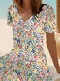 Women's Floral Print Casual V-Neck Short Sleeve Dress