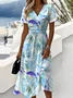 V Neck Casual Floral Dress