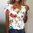 Women's Short Sleeve T-shirt Summer Color1 Geometric Buckle Asymmetrical Puff Sleeve Daily Going Out Vintage Top