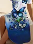 Women's Floral Butterfly Print Casual V-Neck Short Sleeve Dress