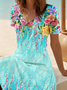 Women's Floral Print Casual V-Neck Short Sleeve Dress