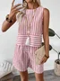 Crew Neck Striped Casual Loose Two-Piece Set