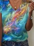 Women's Abstract Print Casual V-Neck Short Sleeve T-Shirt