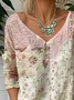 V Neck Casual Jersey Multicolor Block T-Shirt