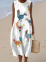 Casual Crew Neck Cotton Dress With No