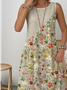 Casual Multicolor Block Crew Neck Loose Dress