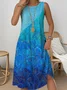 Loose Casual Crew Neck Gradient Pattern Dress