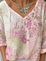V Neck Casual Loose Gradient Pattern T-Shirt