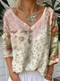 V Neck Casual Jersey Multicolor Block T-Shirt