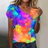Women's Short Sleeve T-shirt Summer Color1 Geometric Buckle Asymmetrical Puff Sleeve Daily Going Out Vintage Top